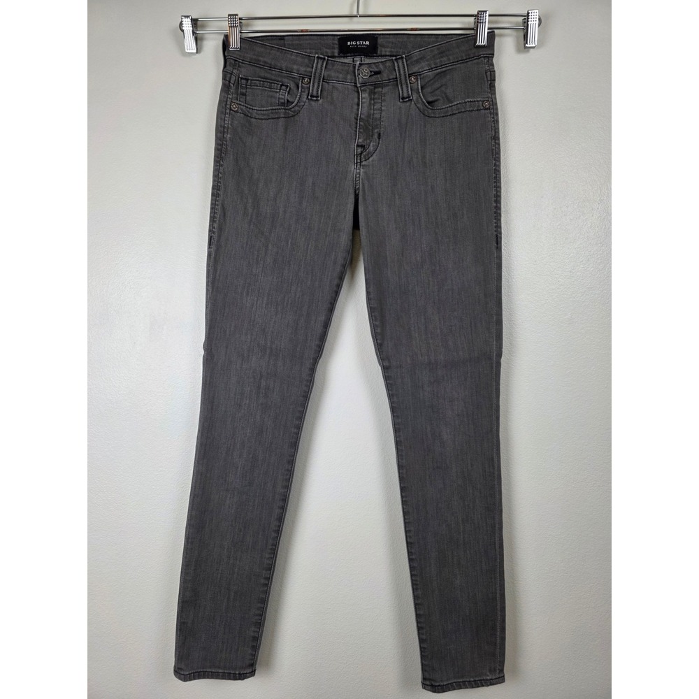Big Star Alex Skinny Jeans Womens 29 Charcoal Grey Faded Mid Rise Denim FWALX3SU